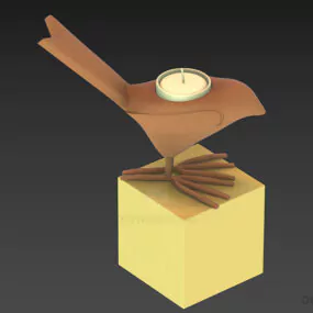 Candlestick On A Bird With Stand 3d model