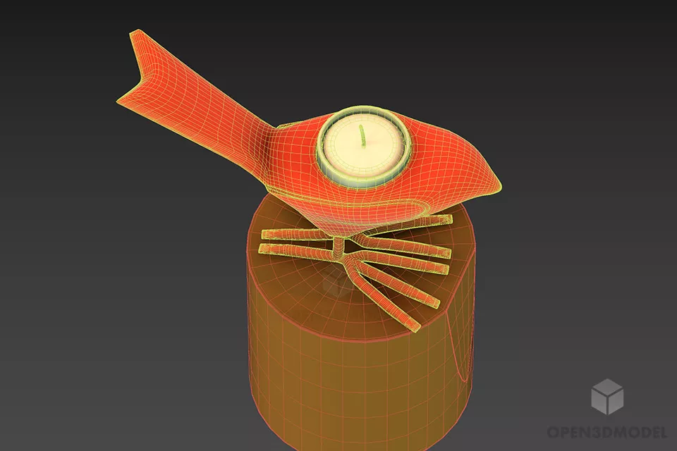 Bird Candlestick 3d model 2