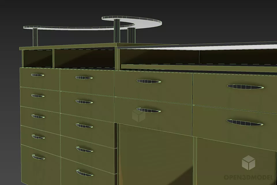 Display Table With Multiple Drawers 3d model 2