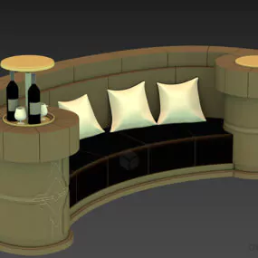 Hotel Curved Sofa With Round Table Combine 3d model