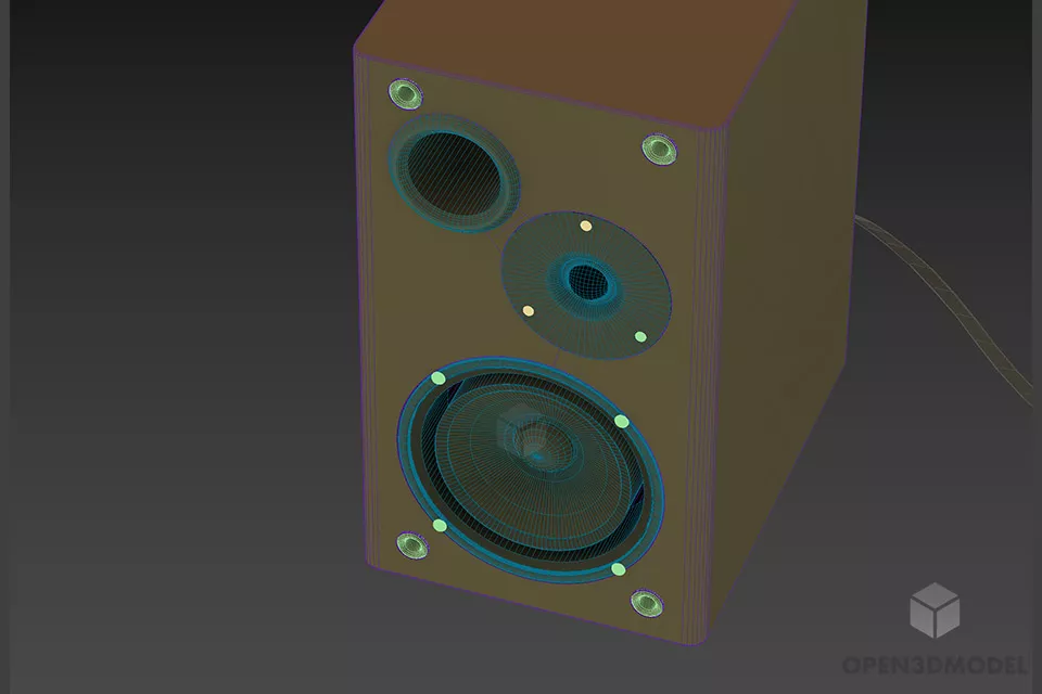 Bookshelf Speaker With Wire 3d model 2