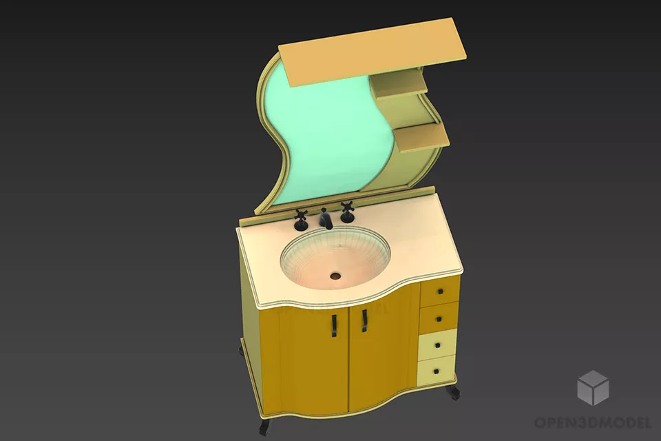 Side Mirror With Radius Edge 3d model