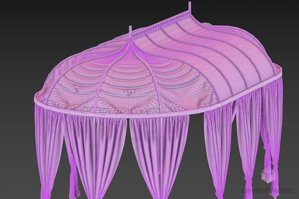 Outdoor Soft Canopy, Textile Tent 3d model 2