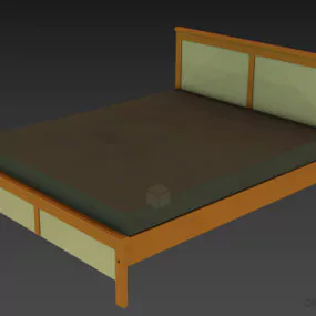 Simple Double Bed 1800mm With Mattress 3d model