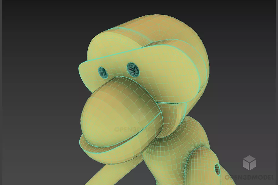 Monkey Toy, Stuffed Toy 3d model 2