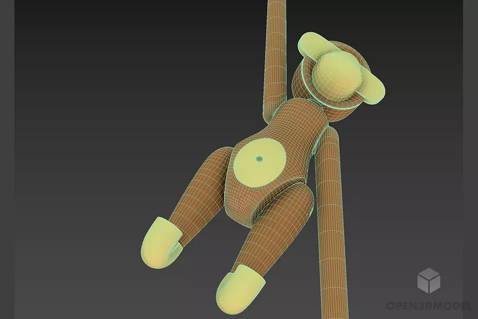 Monkey Plastic Lego Toy 3d model 2