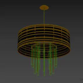 Circular Pendant Lamp, Basket Shade 3d model