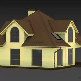 Urban Villa House With Tile Roof 3d model