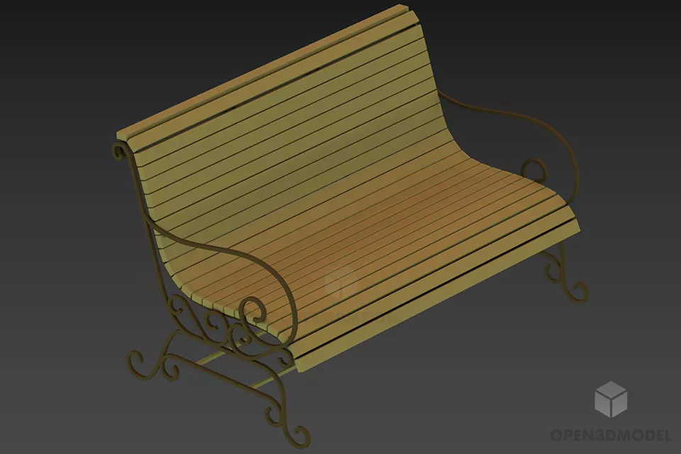 Wrought Steel Bench, Park Bench 3d model
