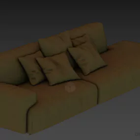 Long Sofa, Soft Leather Sofa 3d model