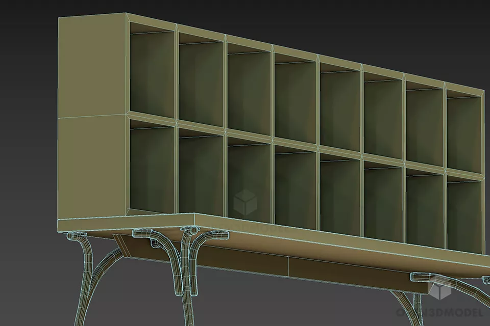 Rack Shelf Furniture On Iron Stand 3d model 2