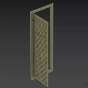 Tall Window Frame With Wooden Lover 3d model