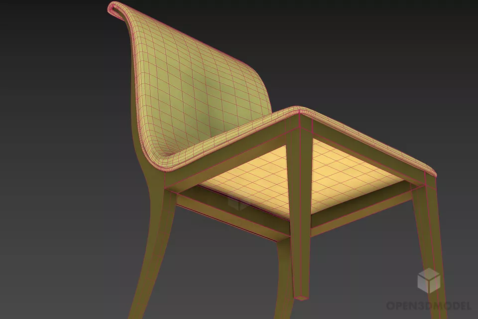 Restaurant Chair Oak Frame 3d model 2