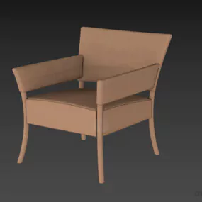 Office Armchair, Wooden Back 3d model