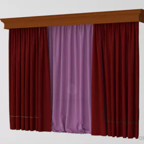 Curtain With Rail Two Textile Colors 3d model