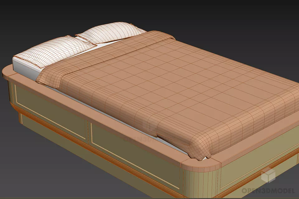 Thick Upholstery Bed 3d model 2