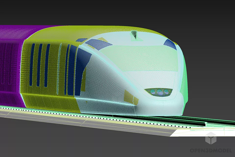 Speed Train Vehicle 3d model 2