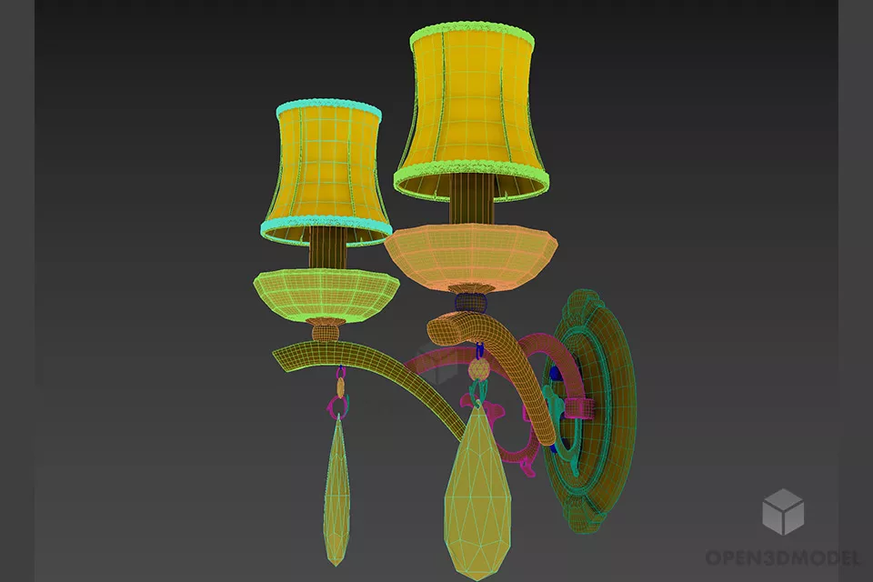 Sconce Lamp Crystal Shade 3d model 2
