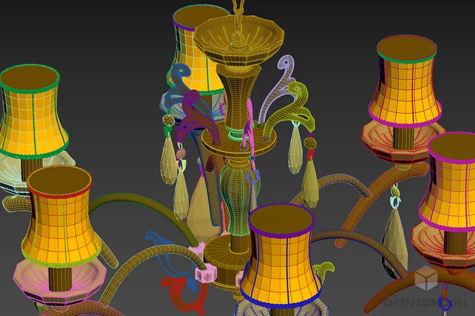 Ceiling Lamp, Crystal Chandelier Lighting 3d model 2