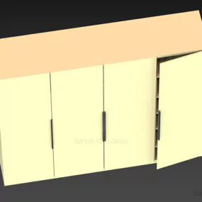 Bedroom Wardrobe, White Mdf Finish 3d model