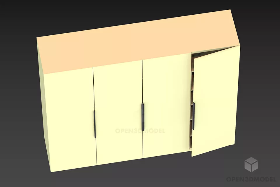 Simple Wardrobe Carved Door Style 3d model