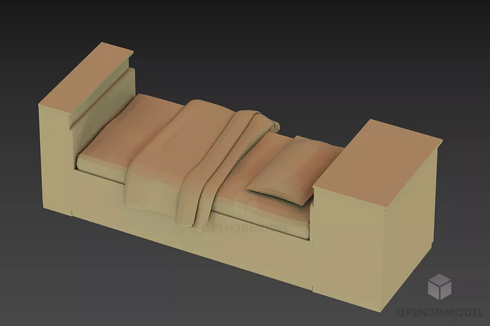 Simple Bed Ikea With Bookshelf 3d model