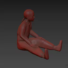 Little Girl Sitting Pose Character 3d model