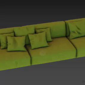 Sofa Three Seats, Upholstered Leather Sofa 3d model