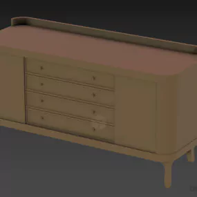 Modernism Side Locker Black Wooden 3d model