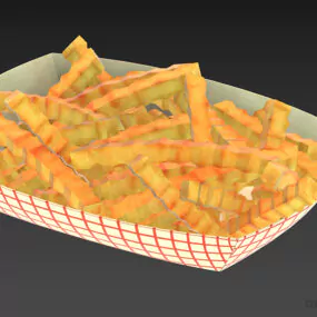 Food Fires On Paper Tray 3d model