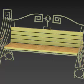 Wrought Iron Park Bench 3d model