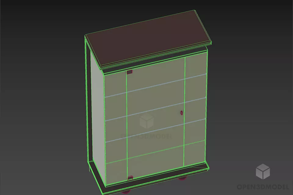 Side Glass Cabinet With Wooden Frame 3d model 2