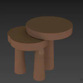 Round Tables Mushroom Shape 3d model
