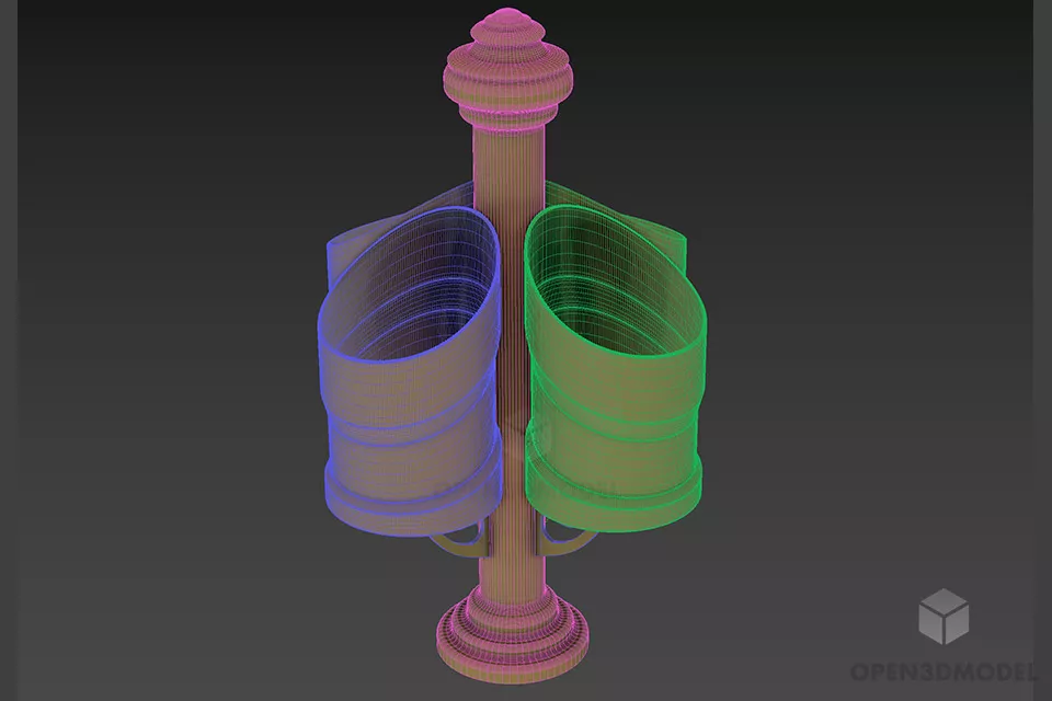 Street Iron Urn For Plant Base 3d model 2