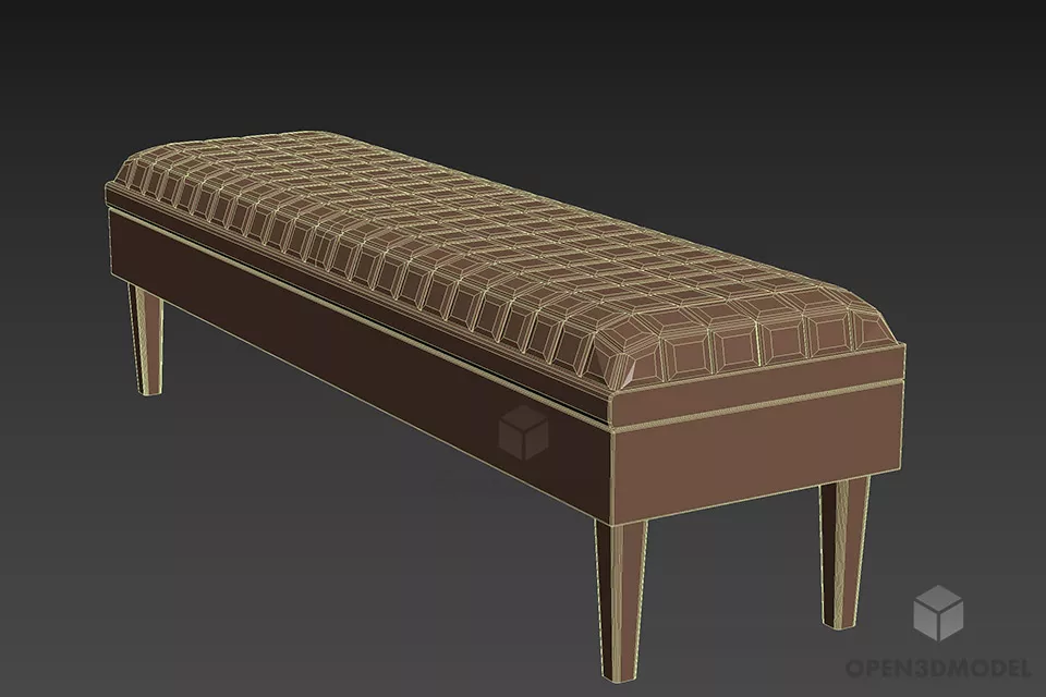 Meridian Upholstered Bed Bench 3d model 2