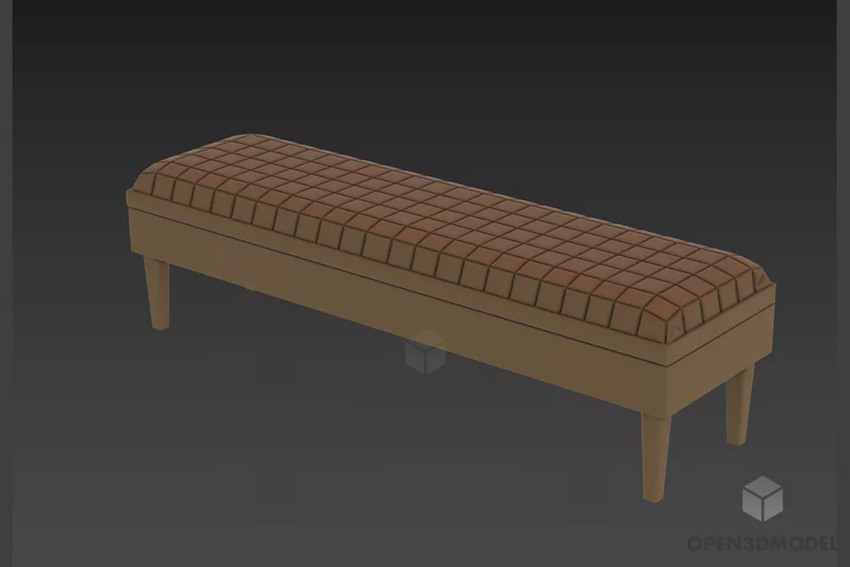 Simple Walnut Bed With Drawers Under 3d model