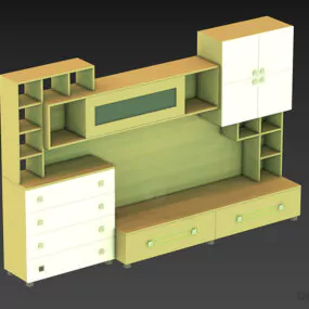 Tv Rack With Cabinet And Shelf Combined 3d model