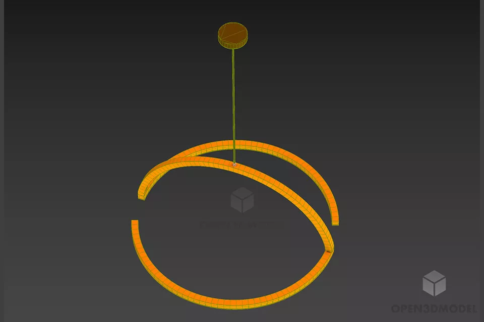 Round Rings Pendant Lamp 3d model 2