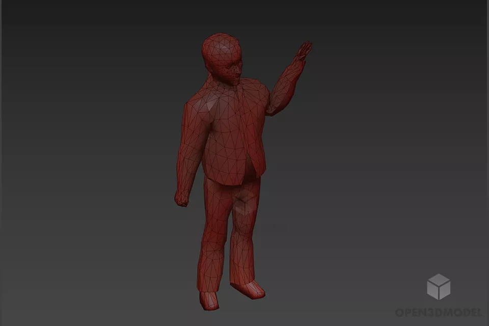 Little Girl Standing With Hello Pose 3d model 2