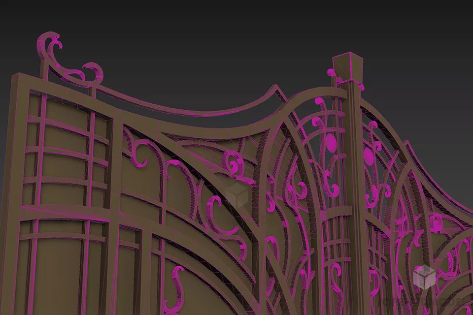 Antique Brass Gate 3d model 2