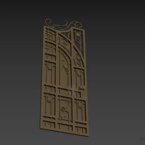 Part Brass Door Gate For Villa 3d model