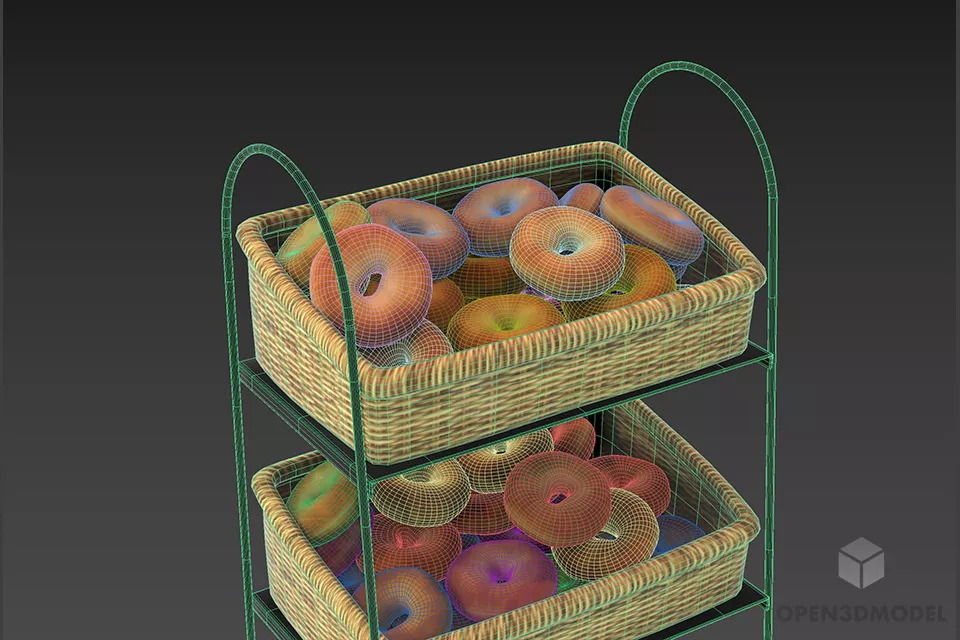 Bread Bakery Market Rack 3d model 2
