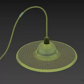 Pendant Hanging Lamp, Dish Shade With Light Bulb 3d model