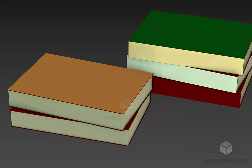 Stack Of Books With Cover 3d model 2