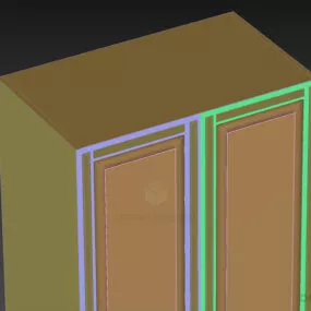 Bedroom Single Wardrobe With Drawers 3d model
