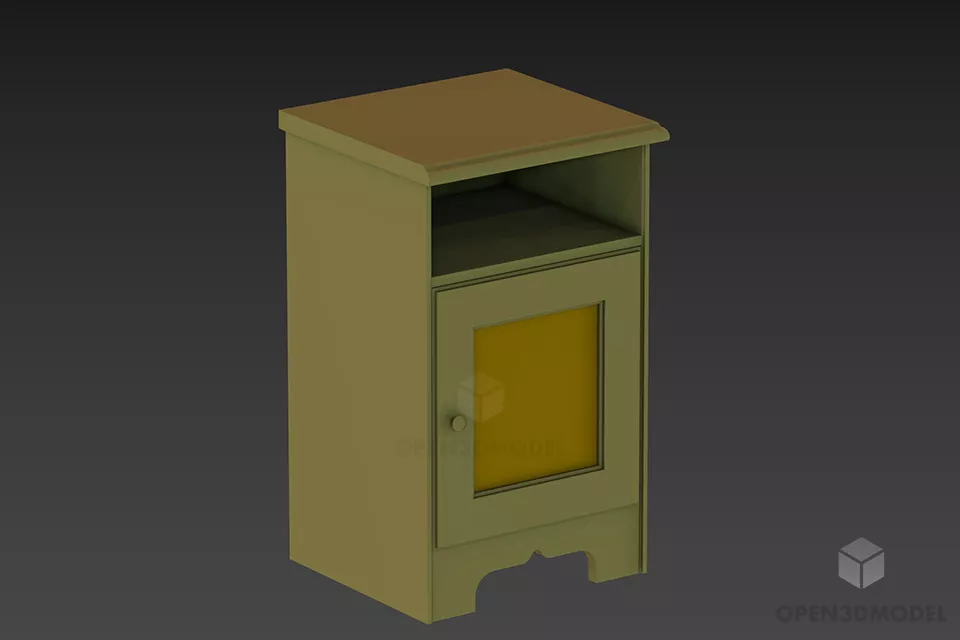 Mdf Nightstand With Small Shelf 3d model 2