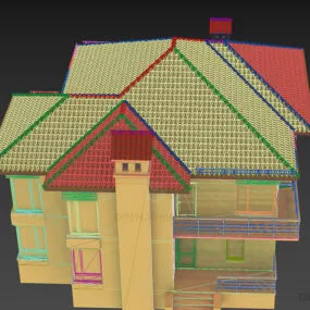 Tile Roof House, European Villa Building 3d model