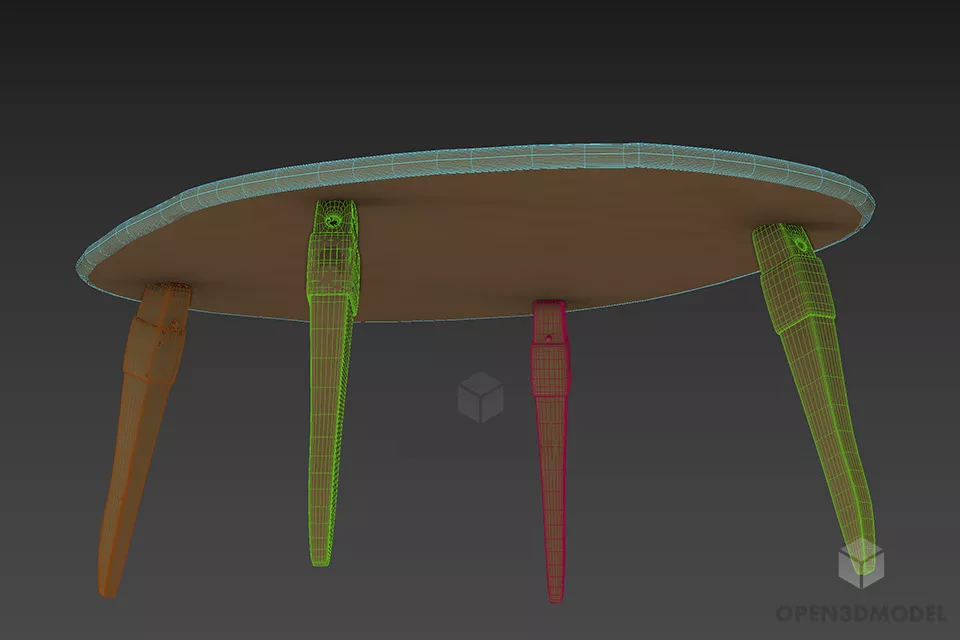 Wooden Oval Table Zula 3d model 2