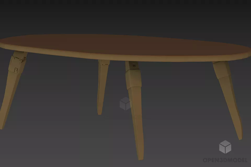 Antique Work Table With Curved Shape 3d model