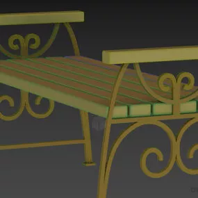 Antique Iron Park Bench Without Back 3d model